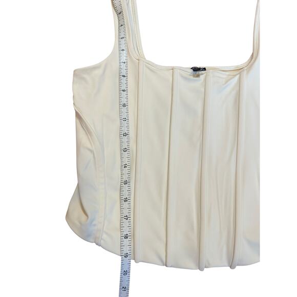 EXPRESS Off White Body Contour Compression Corset Cropped Tank Bustier LARGE - Picture 4 of 7